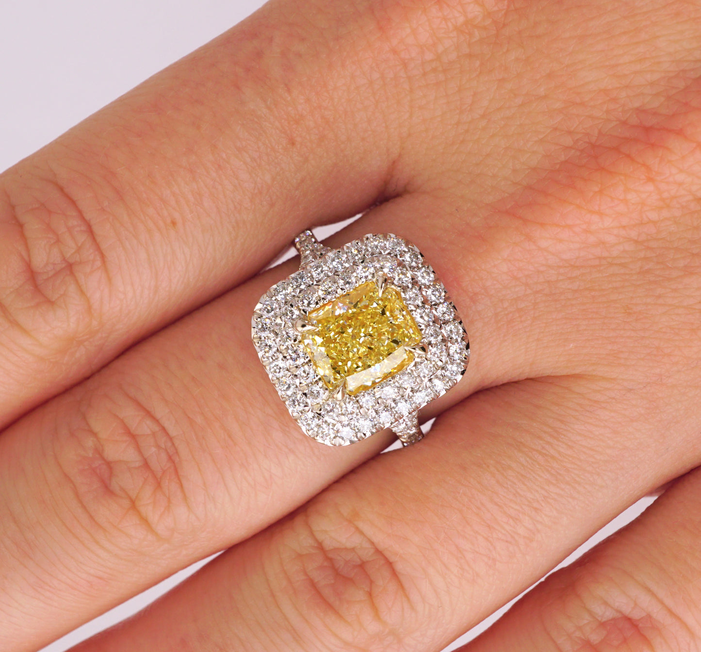 GIA Certified Fancy Yellow 2.03 Carat Diamond Engagement Ring