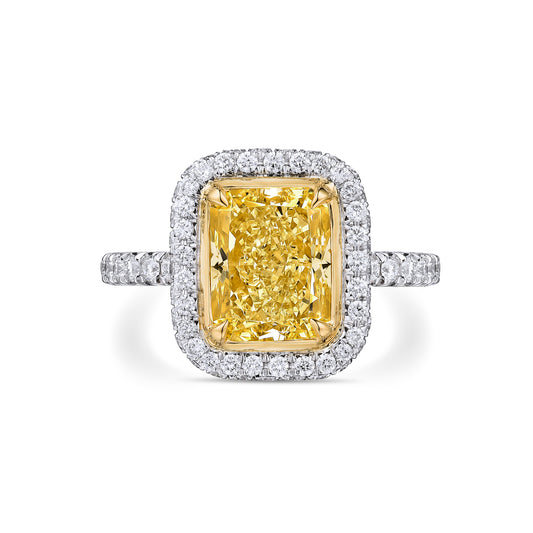 Certified Fancy Yellow Radiant Diamond Engagement Ring