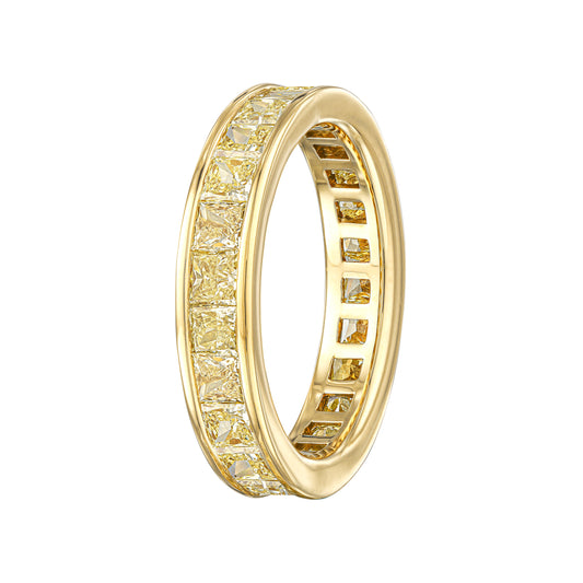 3.25 Carat Fancy Yellow Square Radiant Diamond Eternity Band