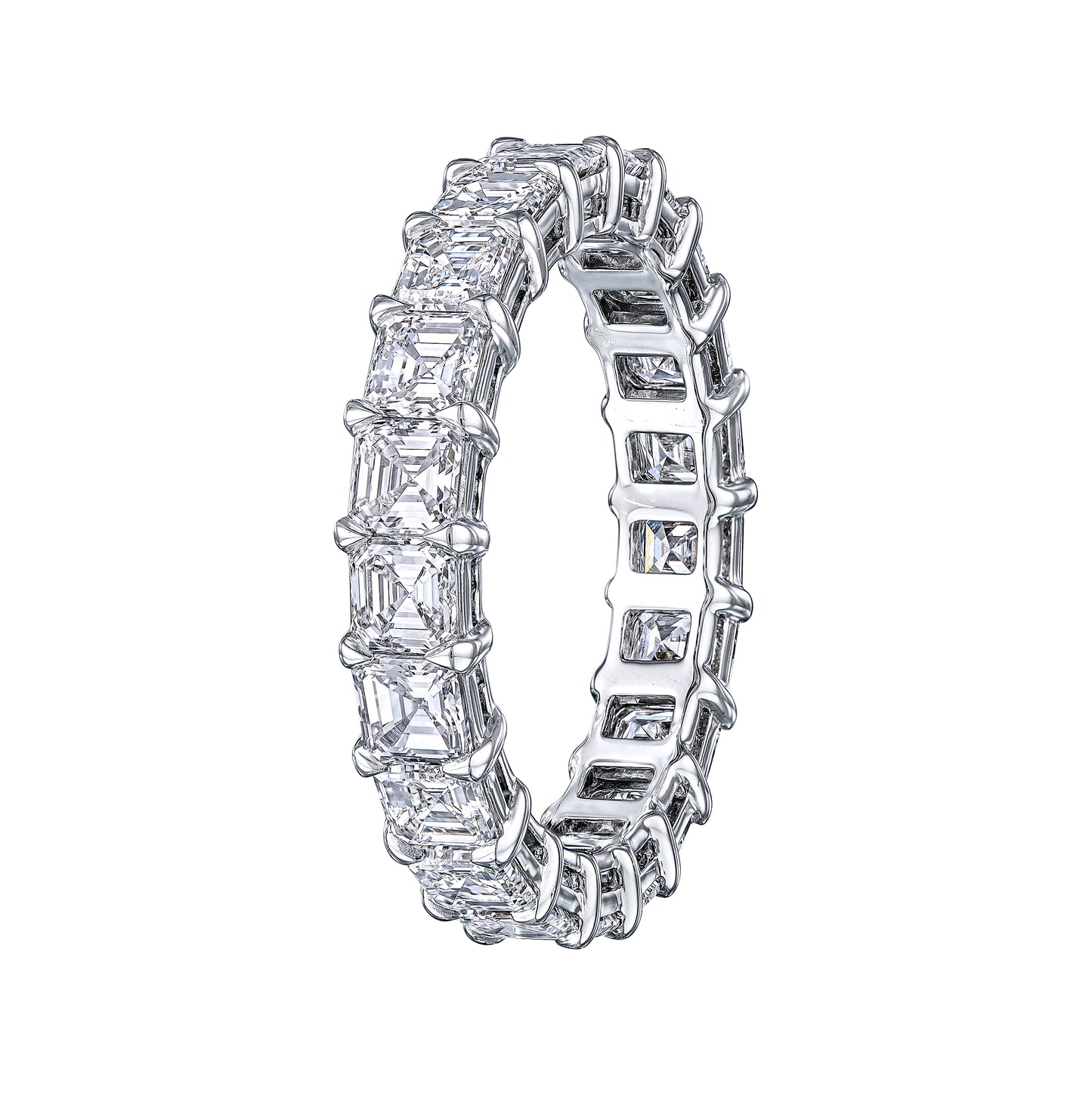 Asscher Cut Diamond Wedding Eternity Band In Platinum