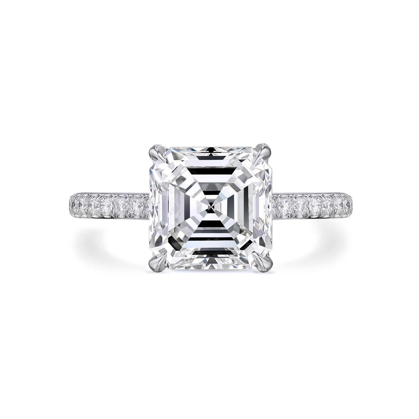 GIA Certified 3.02 Carat Asscher Cut Square Emerald Engagement Platinum Ring