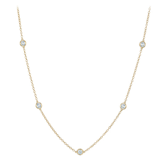 1 Carat Round Diamond by Yard Necklace Set in 14 Karat Yellow Gold