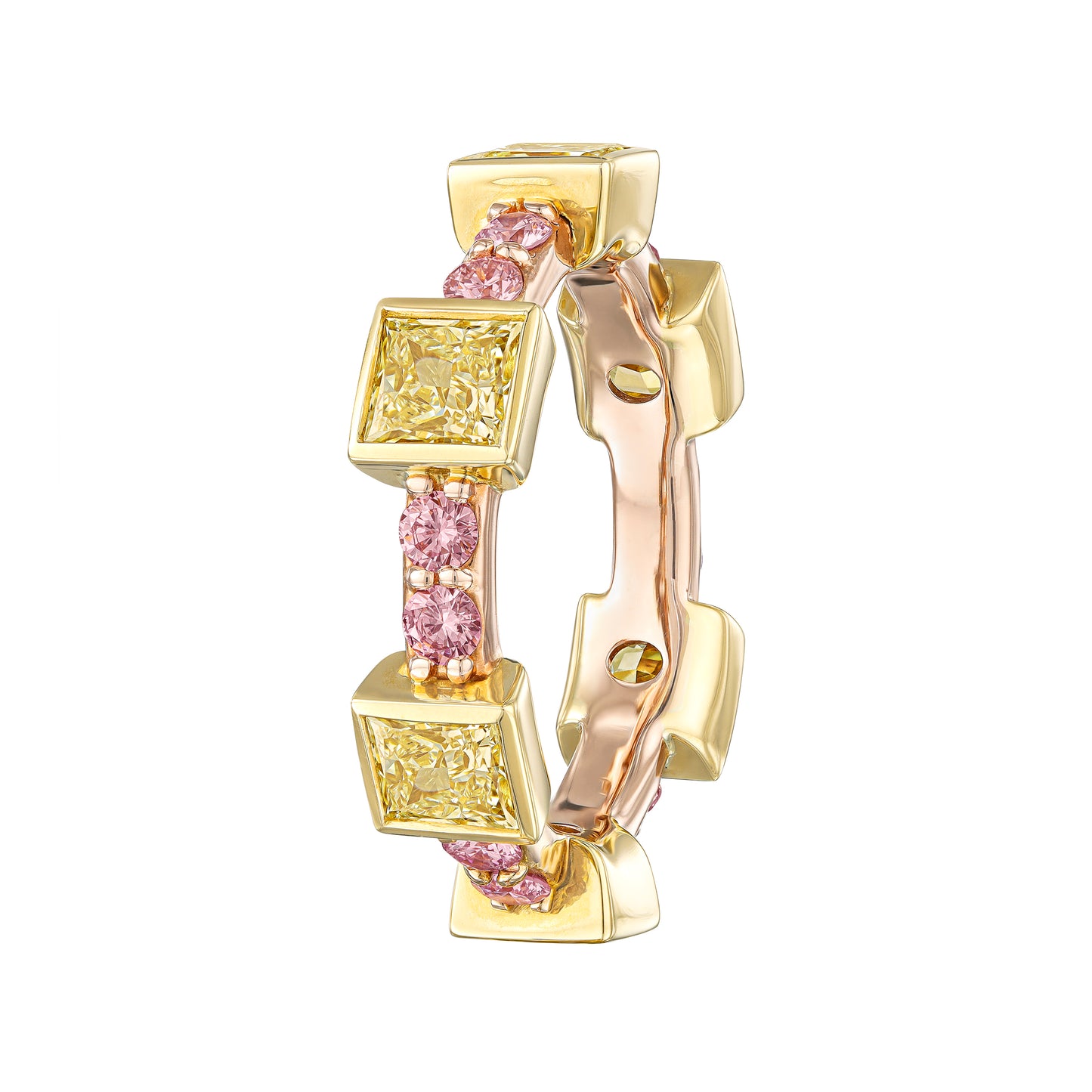 Fancy Yellow and Pink Diamond Eternity Band