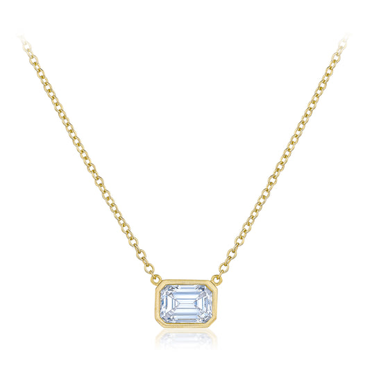 Emerald Cut Diamond East-West Pendant