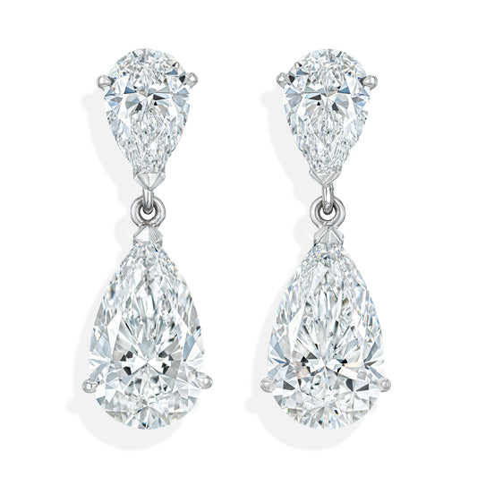 Dangling Pear Diamond Earrings