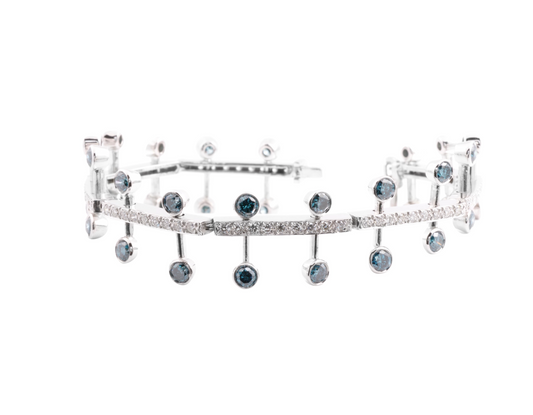 White and Blue Diamond Bracelet in 18K White Gold